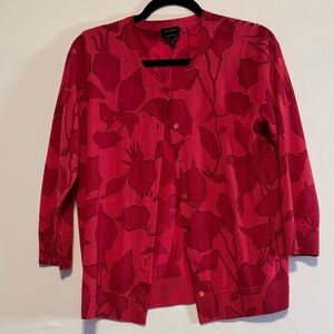 Talbots Merino Wool Pink Patterned Sweater